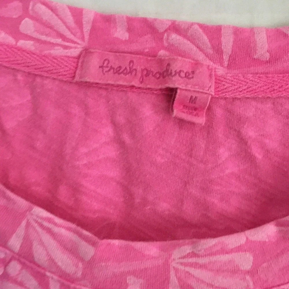 Fresh Produce Tunic Top Size M Scoop Neck 3/4 Sleeve 100% Cotton Hot Pink - Picture 4 of 7